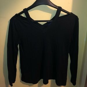 Black off the shoulders shirt
